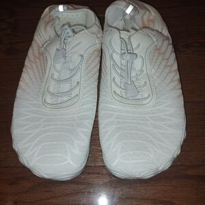 White Athletic Shoes with Peach Accents